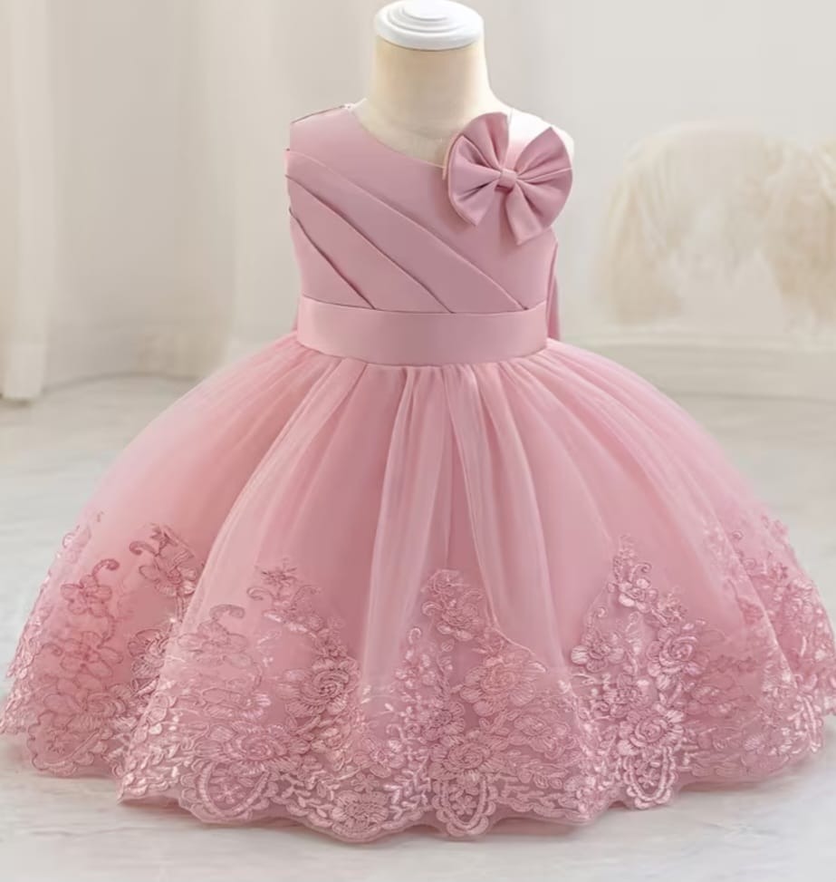 Flower Girl dress peach color with lace